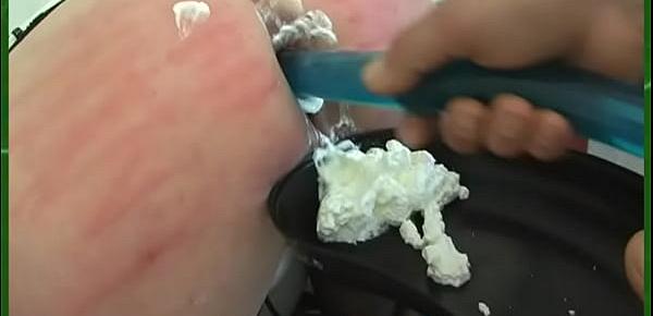  Whipped cream enema and anal dildo fuck